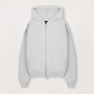 Zip Hoodie - Light Marl Grey - Destructive