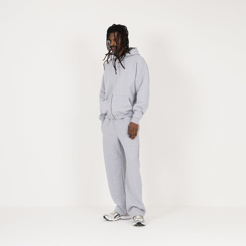 Zip Hoodie - Light Marl Grey - Destructive