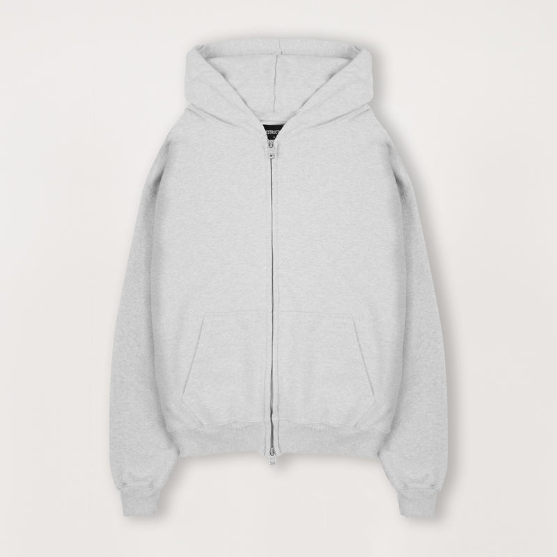 Zip Hoodie - Light Marl Grey - Destructive