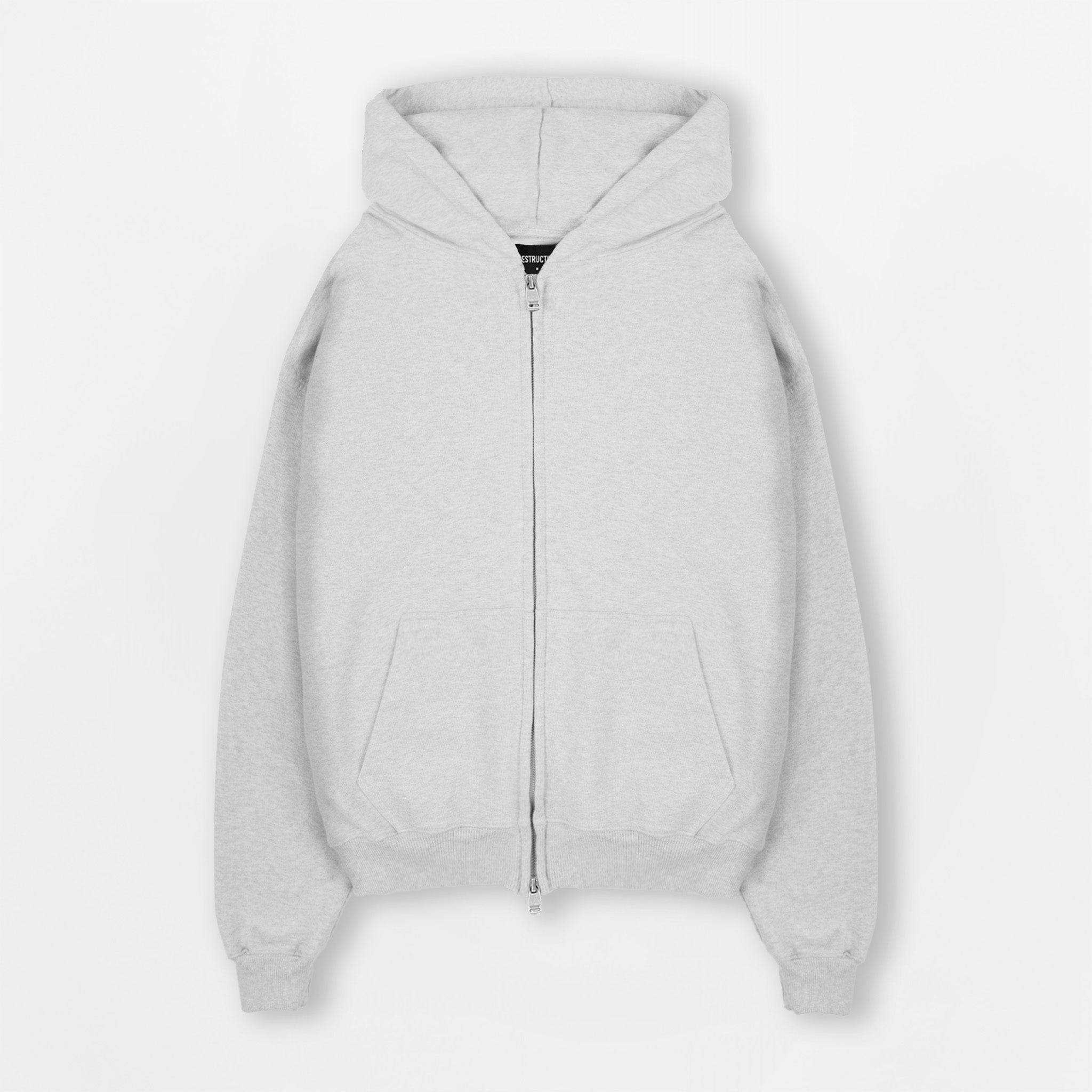 Fell So Hard Zip Front Hoodie Grey Marle