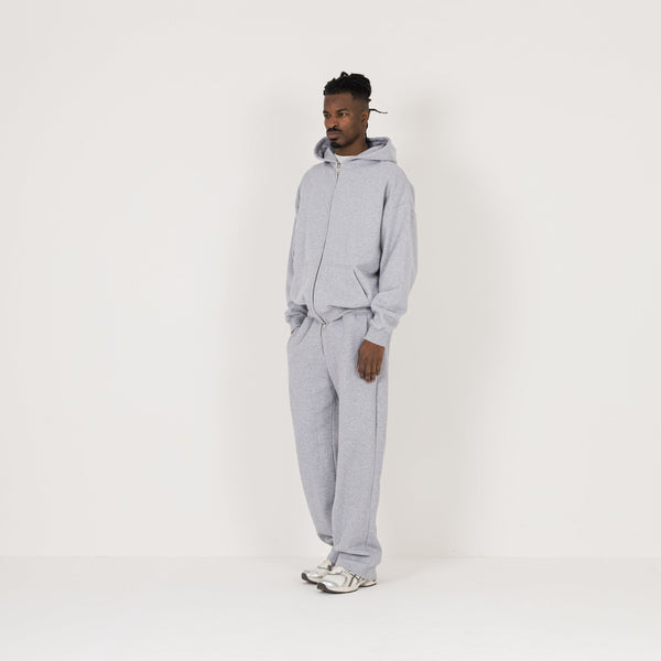 Zip Hoodie - Light Marl Grey - Destructive