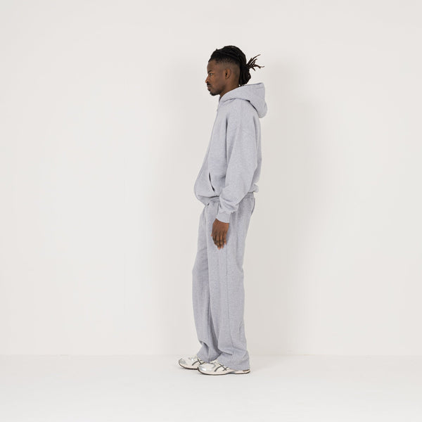 Zip Hoodie - Light Marl Grey - Destructive