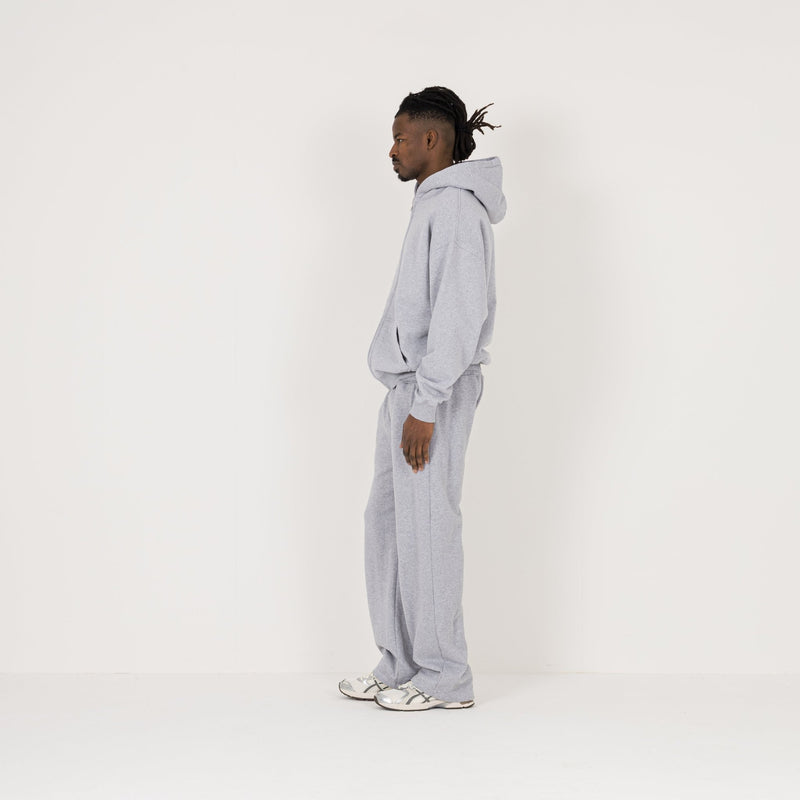 Zip Hoodie - Light Marl Grey - Destructive