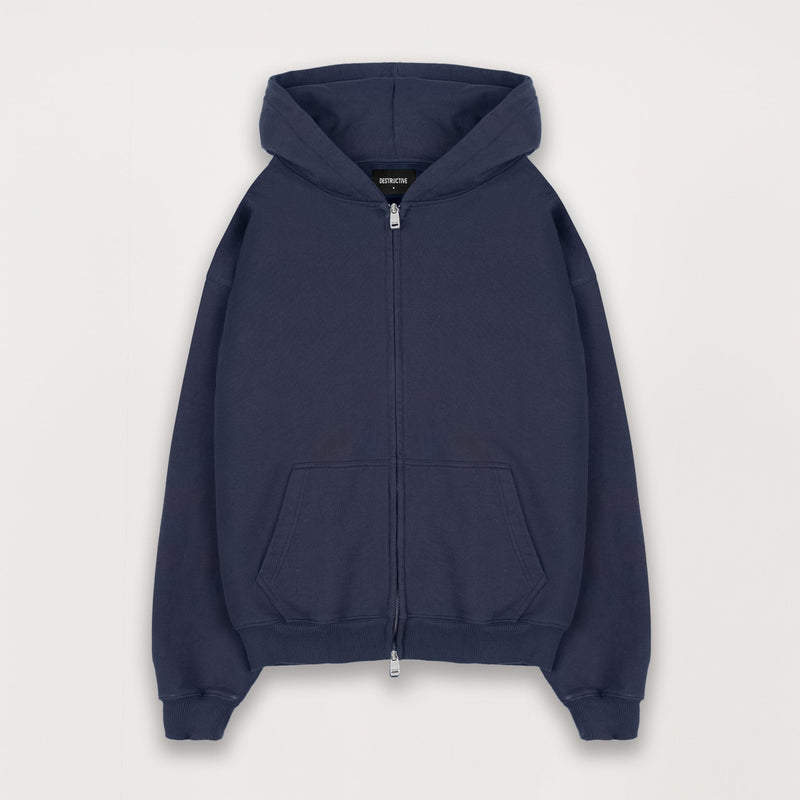 Zip Hoodie - Navy - Destructive