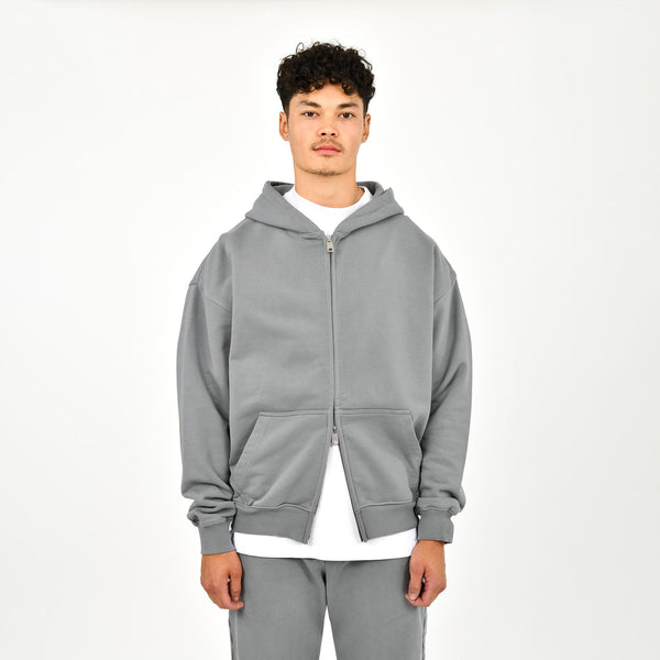 Zip Hoodie - Ocean Grey - Destructive