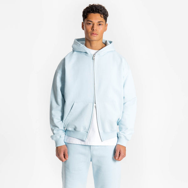 Zip Hoodie - Sky Blue - Destructive