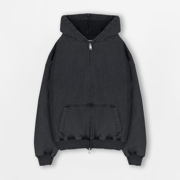 Zip Hoodie - Vintage Black - Destructive