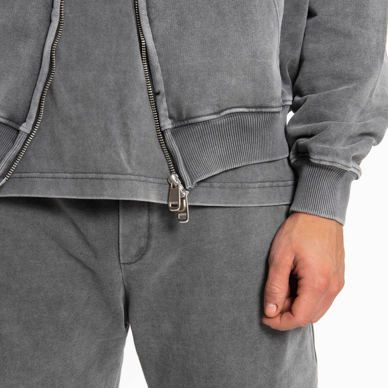 Zip Hoodie - Vintage Grey - Destructive