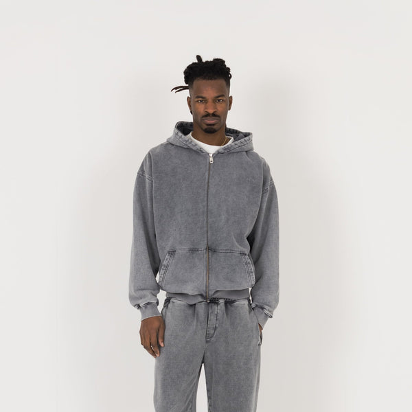 Zip Hoodie - Vintage Grey - Destructive