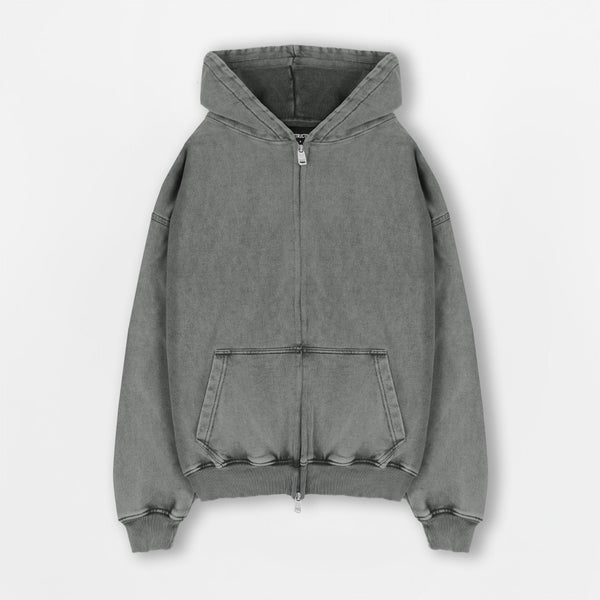 Zip Hoodie - Vintage Grey - Destructive