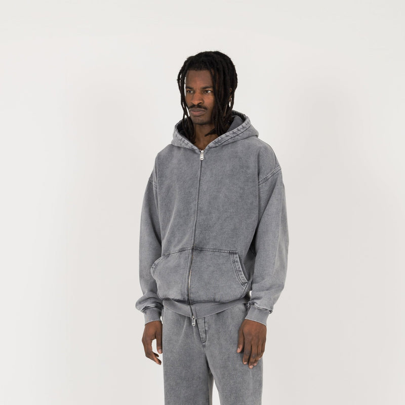 Zip Hoodie - Vintage Grey - Destructive