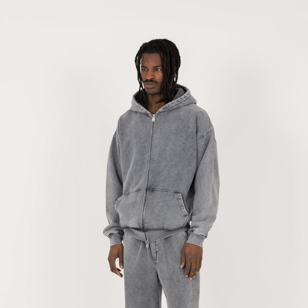 Zip Hoodie - Vintage Grey - Destructive