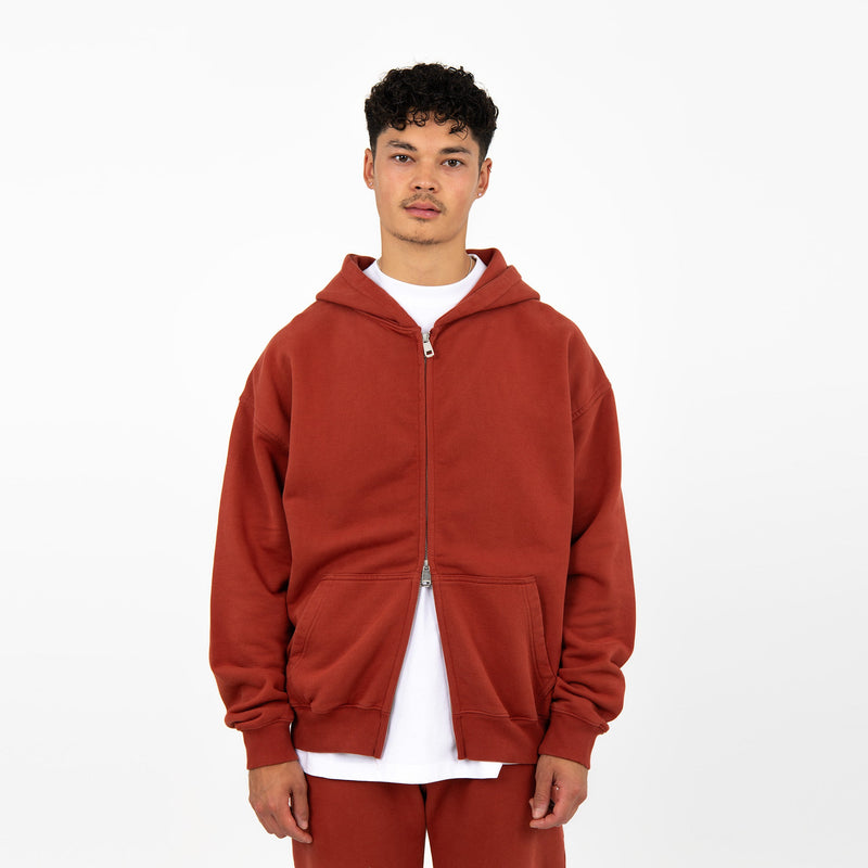 Zip Hoodie - Vintage Red - Destructive