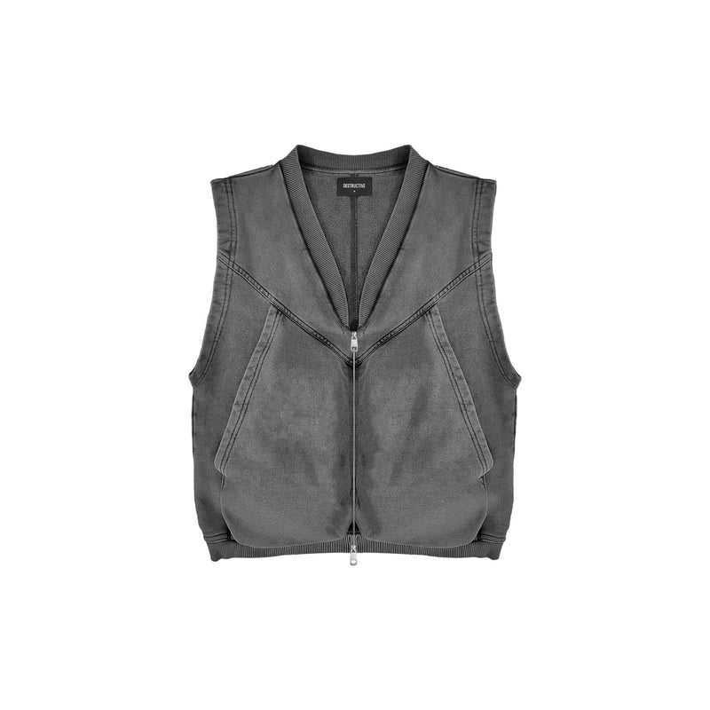 Zip Vest - Vintage Grey - Destructive