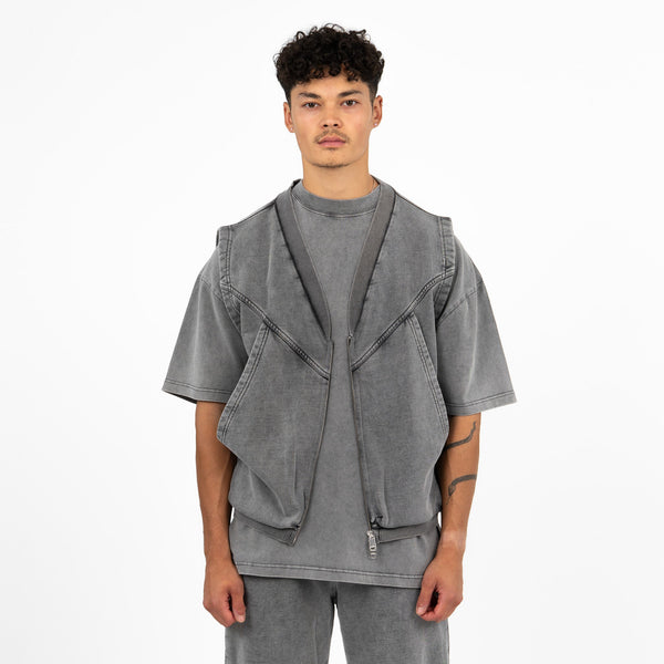 Zip Vest - Vintage Grey - Destructive