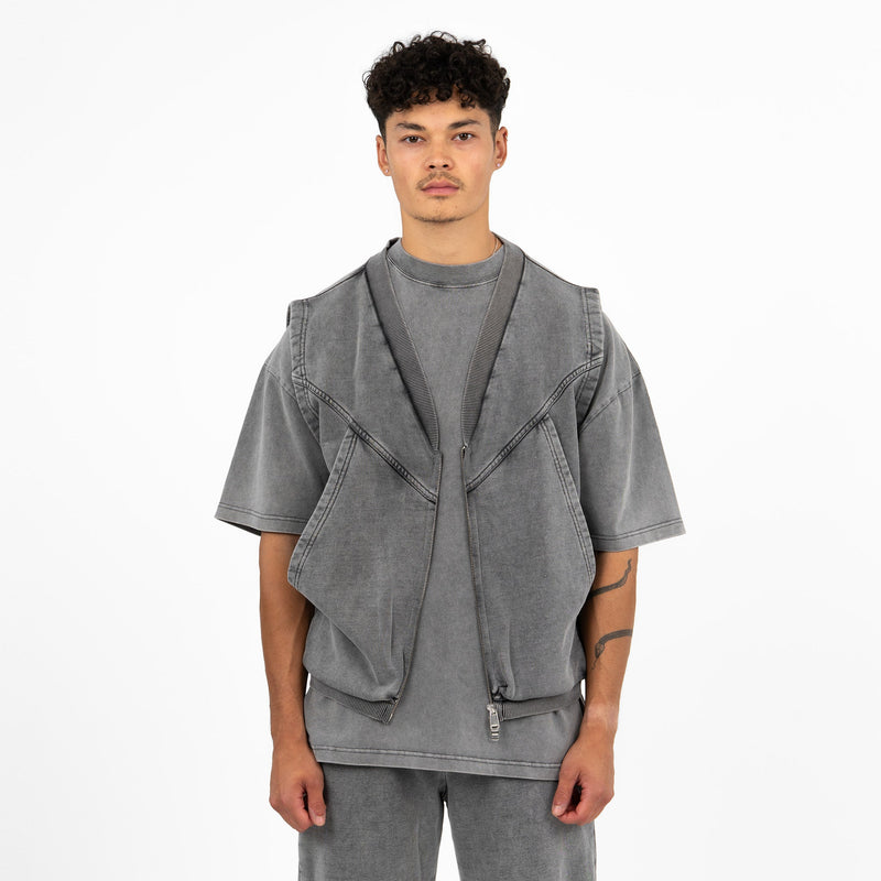 Zip Vest - Vintage Grey - Destructive