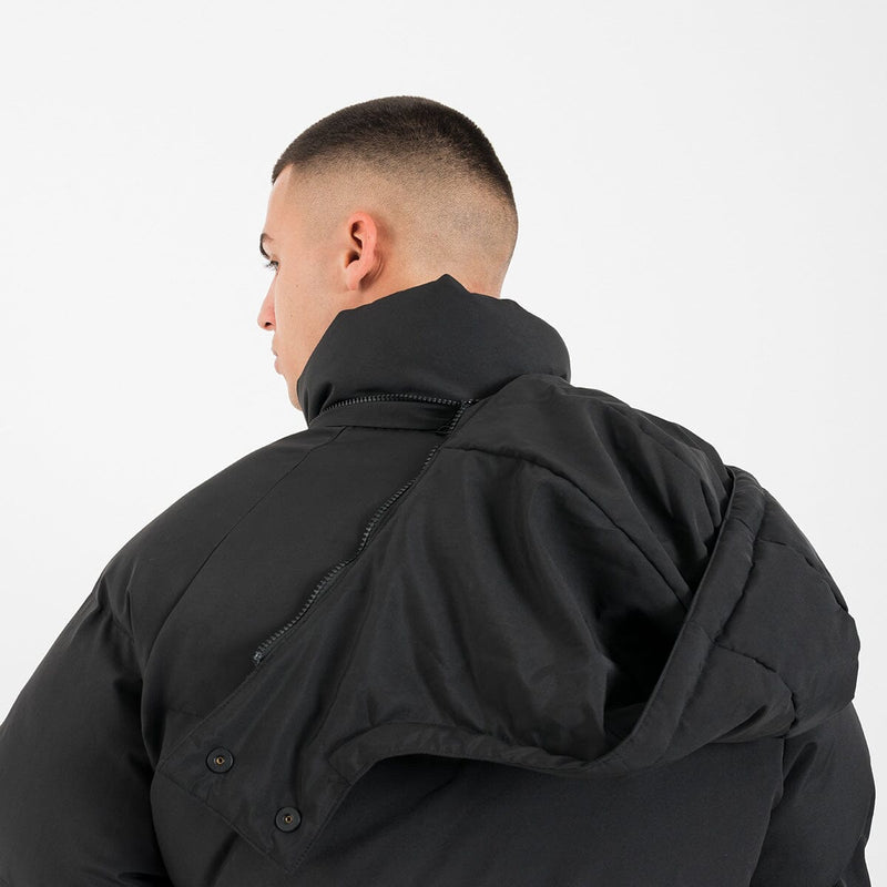 Detachable Hood Puffer Jacket - Black outerwear Destructive