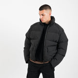 Detachable Hood Puffer Jacket - Black