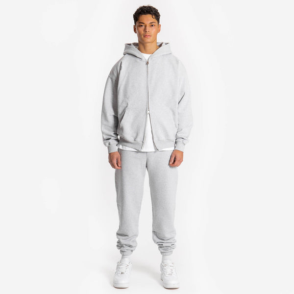 Zip Hoodie - Light Marl Grey hoodie Destructive