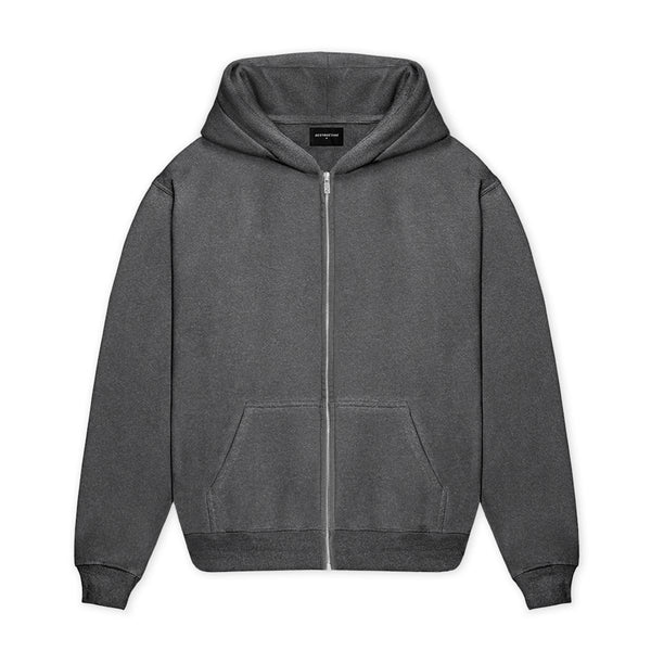 Zip Hoodie - Washed Grey hoodie Destructive